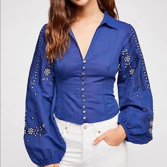 Free People Tops - Free People dance with me embroidered blouse